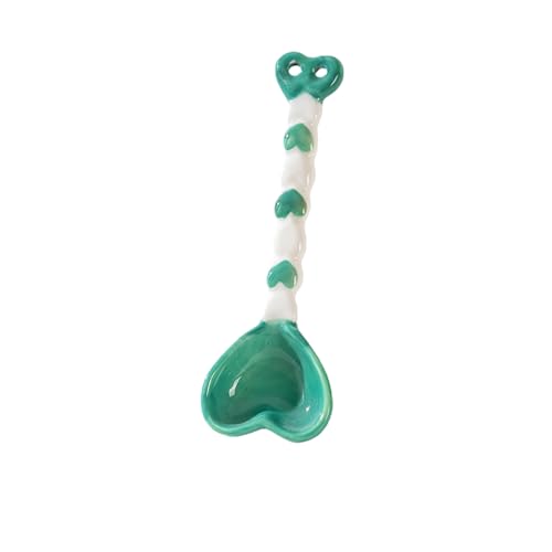 Home Cute Minimalist Creative Ceramic Spoon - Heart Handle Spoon - Smaragdgrün von CAPIJIONG