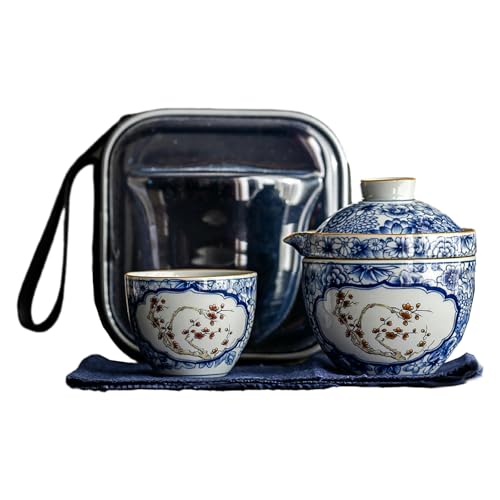Impression Window Ceramic Quick Cup, Cam Outdoor Tea Brewing One Pot and Two Cups, Pflaume von CAPIJIONG