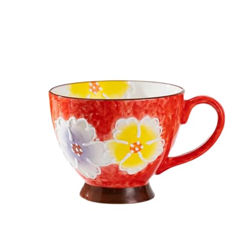 Japanische handbemalte Frühstückstasse Vintage Relief Hafermilchbecher - Seto-yaki - rot (Box) von CAPIJIONG
