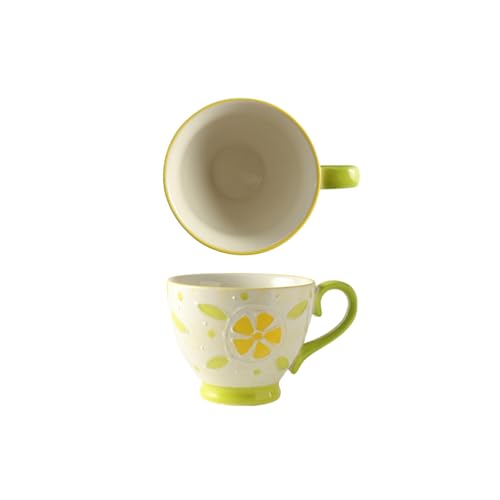 Japanische handbemalte Frühstückstasse Vintage Relief Milch Haferflocken Tasse - Obst - Zitrone (Box) von CAPIJIONG