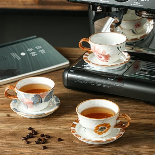 Kaffeetasse mit Blumenmuster, handbemalte Unterglasur-Keramik – Flower World * 6 + weiße Box von CAPIJIONG