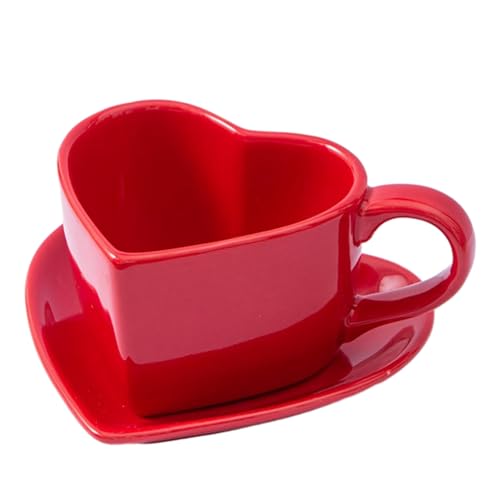 Keramik-Kaffeetassen-Set, 120 ml, koreanisches rotes Liebeszeichen, Rot von CAPIJIONG