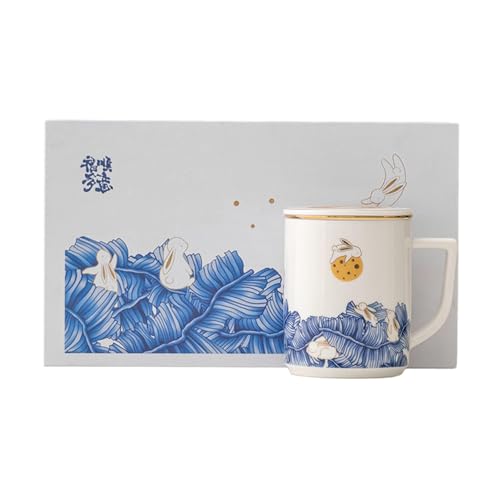 Keramik-Tasse mit Deckel, gerader Körper, 350 ml von CAPIJIONG