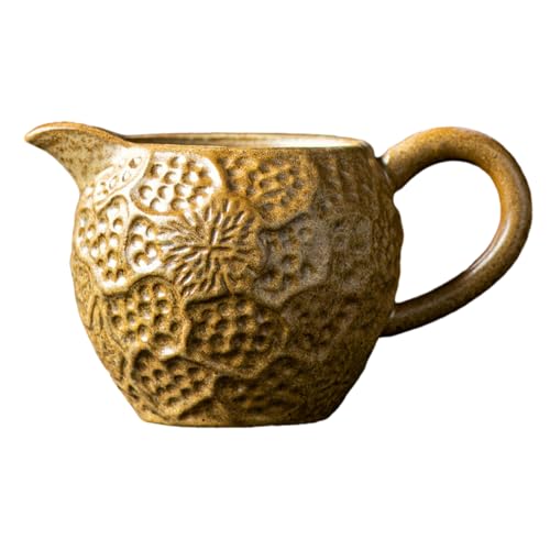 Keramik-Teebecher im chinesischen Stil, 280 ml, Retro-Tee-Set für den Haushalt, Ofenumwandlung, Steingelb von CAPIJIONG