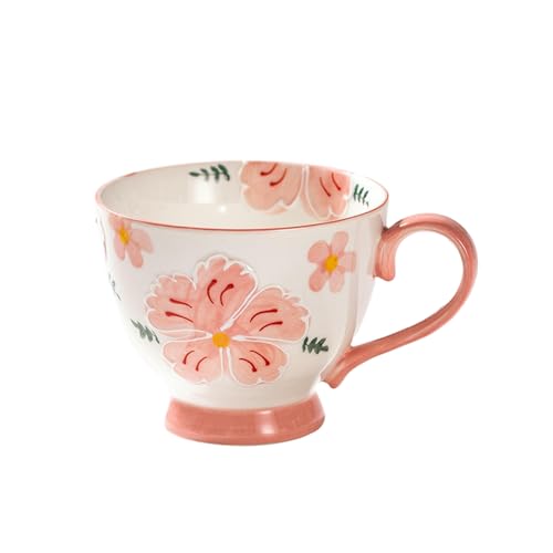 Kreative handbemalte Relief Frühstückstasse Haushalt Große Kapazität Keramik Tasse - Rosa von CAPIJIONG
