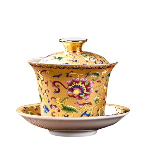 Kung-Fu-Tee-Set aus Keramik, Retro-Palast-Stil, 200 ml, Bernsteingelb von CAPIJIONG
