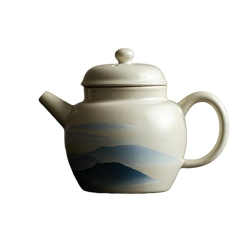 Kung-Fu-Tee-Set im Retro-Stil, Keramik, mit blauer Tinte, Bergblick, kleine volle Kanne von CAPIJIONG