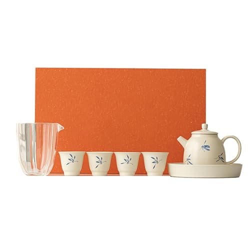 Kung-Fu-Teeservice aus Gras und Holz, Keramik, Kung-Fu-Teeset, Kung-Fu-Deckel, Schüssel, Phalaenopsis-Teekannen-Set [Box] von CAPIJIONG