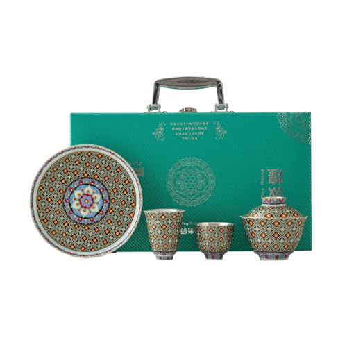 Lvyin Great Beauty Dunhuang Tee-Set – eine Deckelschüssel, zwei Tassen + Topflappen [ Box ] von CAPIJIONG
