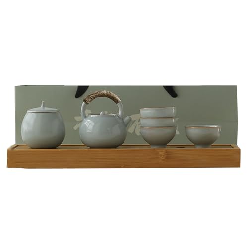 Merchandise High End Ru Ofen Tee Set Chinesische Retro Teetasse Ru Ofen Tee Set Teller Set (7 Stück) von CAPIJIONG