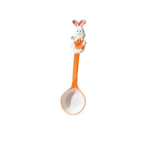 Moe Rabbit Süßer Keramiklöffel, frisches und hitzebeständiges Geschirr für den Heimgebrauch - Moe Rabbit langer Löffel - Orange von CAPIJIONG