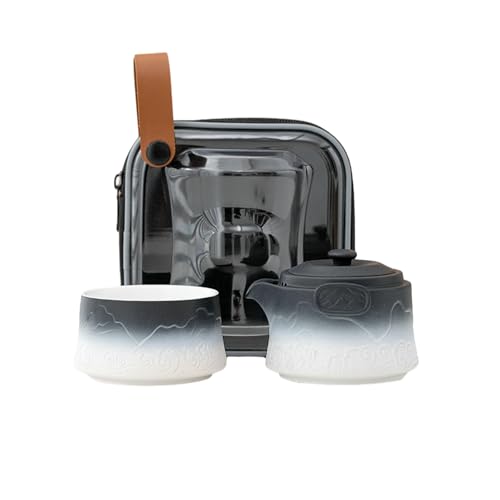 Mountain and Sea Travel Tea Set, Portable Quick Cup - Gradual Change White [One Pot and One Cup] von CAPIJIONG