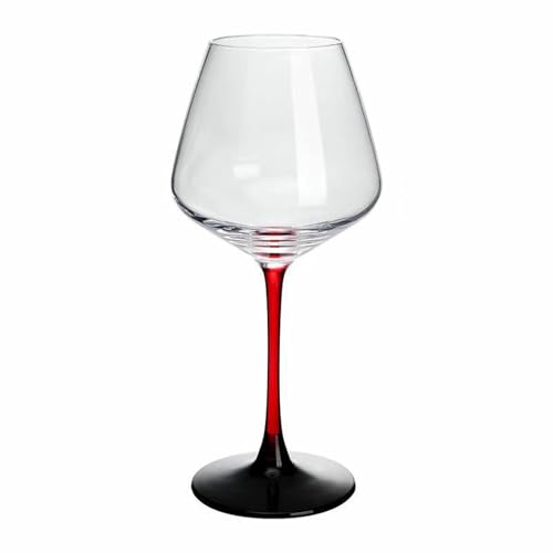 Nordic Wind Haushalt, einfaches und exquisites hitzebeständiges Glas, praktischer Weinkelch, 590 ml, roter Stab mit schwarzem Hintergrund. von CAPIJIONG