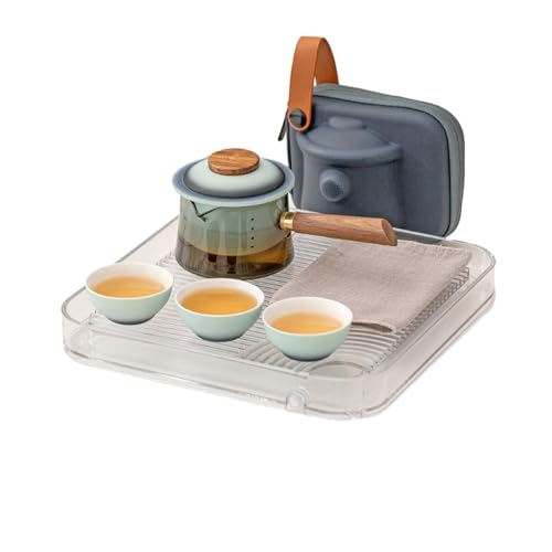 Reise-Tee-Set für draußen, tragbare Keramik-Express-Tasse – eine Kanne mit drei Tassen + Teetablett mit doppeltem Verwendungszweck Reise-Tee-Set für draußen, tragbare Keramik-Express-Tasse – eine Kanne mit drei Tassen + Teetablett mit doppeltem Verwendungszweck von CAPIJIONG