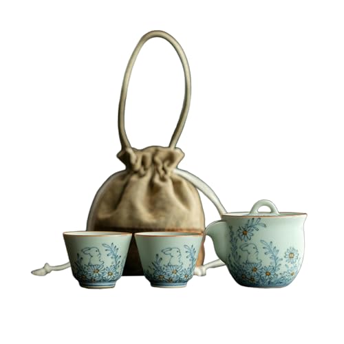Retro Blau und Weiß Reise Tee Set Quick Cup - Pot Quick Cup - Wild Chrysantheme Kaninchen Retro Blau und Weiß Reise Tee Set Quick Cup - Pot Quick Cup - Wild Chrysantheme Kaninchen von CAPIJIONG