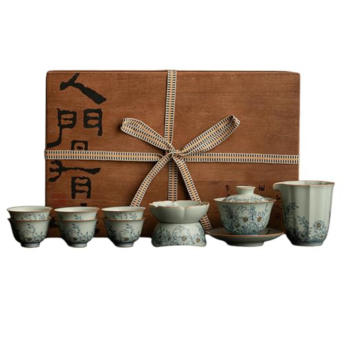 Retro Haushalt Unterglasur Blau und Weiß Tee Set Anti-Verbrühung Teetasse Sancai Deckel Schüssel Set Wilde Chrysantheme Kaninchen Retro Haushalt Unterglasur Blau und Weiß Tee Set Anti-Verbrühung Teetasse Sancai Deckel Schüssel Set Wilde Chrysantheme Kaninchen von CAPIJIONG