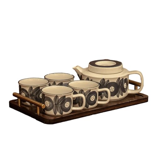 Retro Keramik Nachmittagstee Wasser Set Einfacher Haushalt Wohnzimmer Trinkbecher - Anemone + Teller von CAPIJIONG