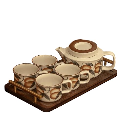 Retro Keramik Nachmittagstee Wasser Set Einfacher Haushalt Wohnzimmer Trinkbecher - Pipa + Teller von CAPIJIONG