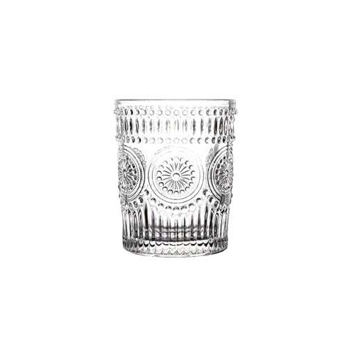 Retro Relief Glastasse mit Goldrand, Sonnenblumen-Kaffeetasse, transparentes Glas, Familienfrühstückstasse, kurzer Schnitt von CAPIJIONG