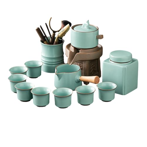 Ru Kiln Kung Fu Tee-Set, Home Luxury Halbautomatische Teetasse - Lucky 11-teiliges Set von CAPIJIONG