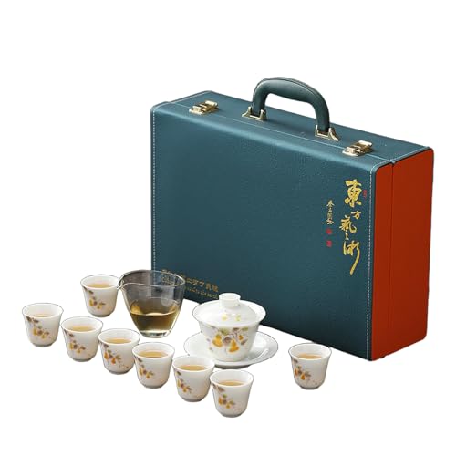 Sheep Fat Jade White Porcelain Handbemaltes Teeservice Haushalt Schale Teetasse - Fu Green Tee Set von CAPIJIONG