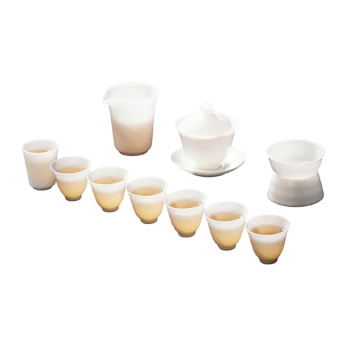 Sheep Fat Jade White Porcelain Kung Fu Tea Set Home Reception Light Luxury Covered Bowl-peace with the world (11 pcs) von CAPIJIONG