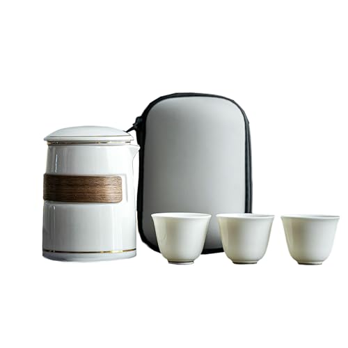 Teeservice aus weißem Porzellan im chinesischen Stil, einfache tragbare Kung-Fu-Teetasse – einfach und elegant, hochweiß von CAPIJIONG