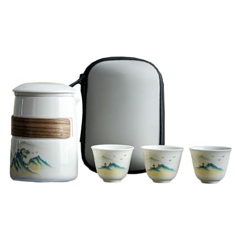 Teeservice aus weißem Porzellan im chinesischen Stil, minimalistische tragbare Kung-Fu-Teetasse – Qianli von CAPIJIONG