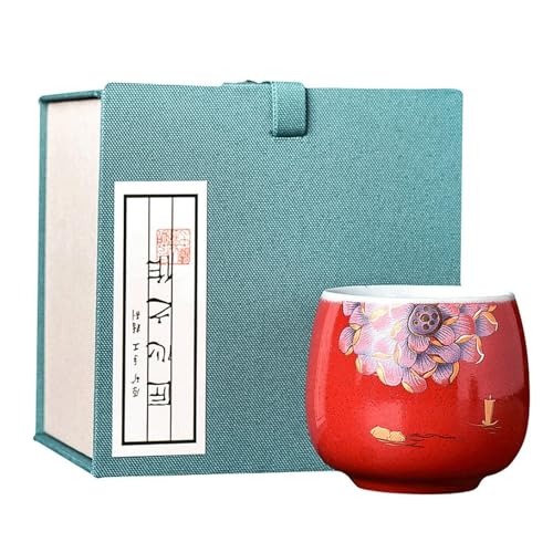 Teetasse aus antikem Ton im chinesischen Stil, 130 ml, Kung-Fu-Tee-Set aus Keramik – blühende Blumen [Box] von CAPIJIONG