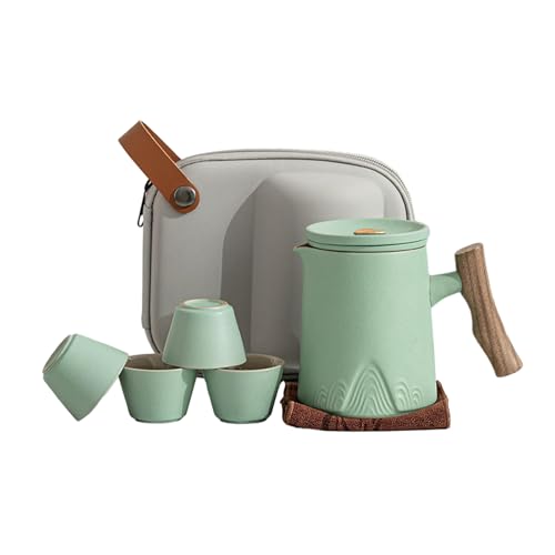 Zhoushan Keramik Express One Pot Vier Tassen, Outdoor Tragbares Kung-Fu-Tee-Set – Zhoushan Reise-Set [Sha Glaze] von CAPIJIONG