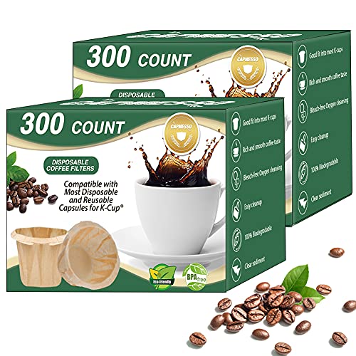 CAPMESSO Einweg-Kaffee-Papierfilter, Ersatz-Kaffeefilter, kompatibel mit wiederverwendbaren Einzelportionskapseln, Keurig-Kaffeemaschine, 600 Stück (natürlich) von CAPMESSO