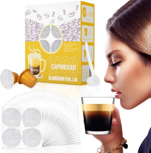CAPMESSO Espresso-Folien und nachfüllbare Kapseln-Siegeldeckel für Wiederverwendbare Kapseln Coffee Pod kompatibel mit Nespresso Original Line Machines (1000er Deckel + 6 Stück Schoten) von CAPMESSO