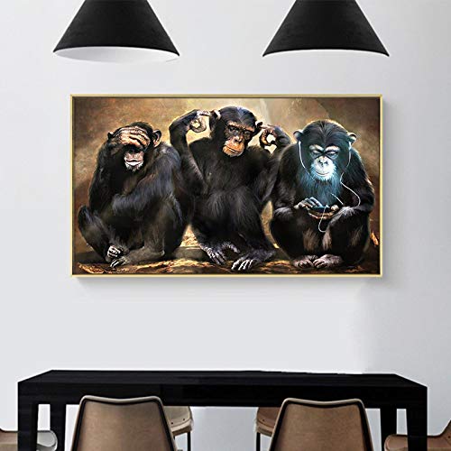 CAPOOK Leinwanddruck Tier Wandkunst Affe Leinwand Malerei Drei lustige Orang-Utans Wandbild für Heimtextilien Kein Rahmen -70x115cm Kein Rahmen von CAPOOK