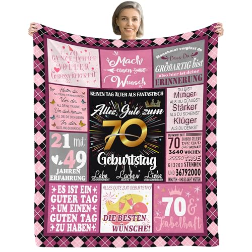 CAPRIFIC 70. Geburtstag Frau, Geschenk zum 70 Geburtstag Frau, Geschenke für 70 Jährige Frauen,70 Geburtstag Geschenk Decke 150x130cm, Geschenk Oma Geburtstag, Deko 70 Geburtstag von CAPRIFIC