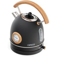 Caprizze - Wasserkessel Nara 2200 w Edelstahl mit integriertem Thermometer Fassungsvermögen 1,8 l Mattschwarz und Holzeffekt von CAPRIZZE
