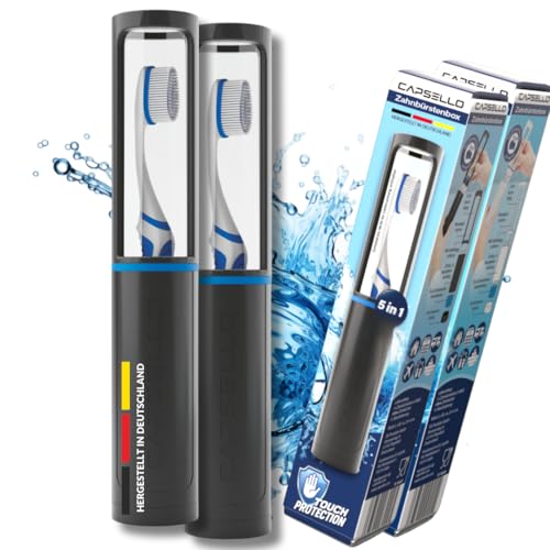 CAPSELLO 2X Zahnbürstenbox schwarz mit Touch-Protection | Professionelle Hygiene, Zahnbürsten-Etui hält sauber & schützt vor Berührungen, Luft- & lichtdurchlässig | Made in Germany von CAPSELLO