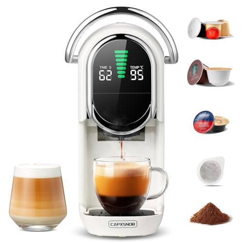 Magician1 Mini Kaffeepadmaschine 5-in-1 für Nespresso OL, Dolce Gusto, Lavazza A Modo Mio Kapseln, ESE 44 mm Kaffeepads und gemahlener Kaffee, 20 bars, 1450 W, LED-Display, Wasser einstellbar 7 Stufen Magician1 Mini Kaffeepadmaschine 5-in-1 für Nespresso OL, Dolce Gusto, Lavazza A Modo Mio Kapseln, ESE 44 mm Kaffeepads und gemahlener Kaffee, 20 bars, 1450 W, LED-Display, Wasser einstellbar 7 Stufen von CAPXSNOB
