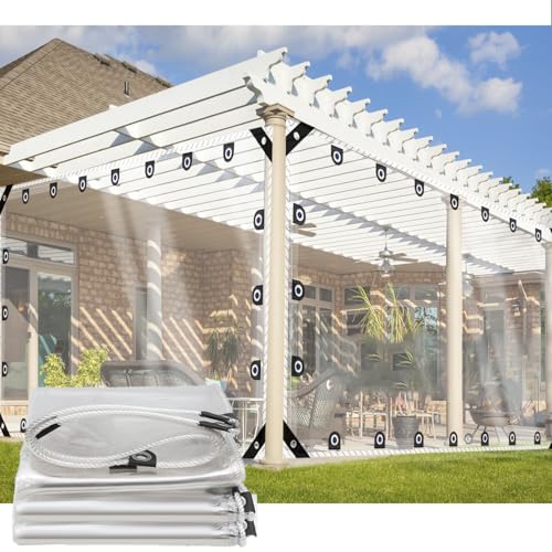 CAQXAQP Plane Transparent mit ösen 0.5mx0.8m,Abdeckplane Wasserdicht 0.3mm Wetterfest Faltbar Terrassenplane für Seitenteile Pavillon Gartenmobel Balkon LKW,Plane Nach Maß von CAQXAQP