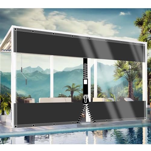 CAQXAQP Plane Transparent mit ösen 2,1mx2,5m Abdeckplane Wasserdicht Gartenmobel,0.5mm Regenplane Balkon Seitenplanen pavillon mit 1 Reißverschluss für Zeltplane Carport Terrasse von CAQXAQP
