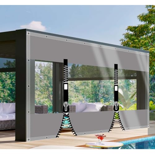 CAQXAQP Plane Transparent mit ösen 2,2mx2,6m Abdeckplane Wasserdicht Gartenmobel,0.5mm Regenplane Balkon Seitenplanen pavillon mit 2 Reißverschluss für Zeltplane Carport Terrasse von CAQXAQP
