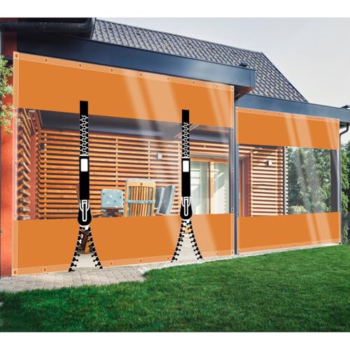 CAQXAQP Plane Transparent mit ösen 2mx3,6m Abdeckplane Wasserdicht Gartenmobel,0.5mm Regenplane Balkon Seitenplanen pavillon mit 2 Reißverschluss für Zeltplane Carport Terrasse von CAQXAQP