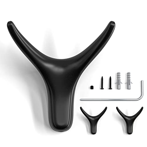 Kleiderhaken, 3 Packungen Metall Heavy Duty Horn Haken, einfach und modisch, geeignet für Garderobe, Wohnzimmer, Küche, Bad, zum Aufhängen von Kleidung, Küchenutensilien, Handtücher (schwarz matt) Kleiderhaken, 3 Packungen Metall Heavy Duty Horn Haken, einfach und modisch, geeignet für Garderobe, Wohnzimmer, Küche, Bad, zum Aufhängen von Kleidung, Küchenutensilien, Handtücher (schwarz matt) von CARAGO