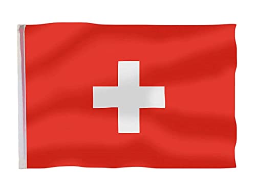 Flagge der Schweiz, Nationalflagge der Schweiz, Größe 145 x 90 cm, Stoff aus Polyester mit Schlaufe für den Stab von CARALL