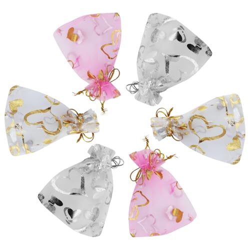 CARANNACLTD 120 Stück Organzasäckchen 9 x 7 cm Kleine Organzabeutel, Bunt Organza Taschen mit Kordelzug, Geschenkbeutel Schmuckbeutel, Organza Säckchen für Hochzeit Geburtstag Party Schmuck von CARANNACLTD