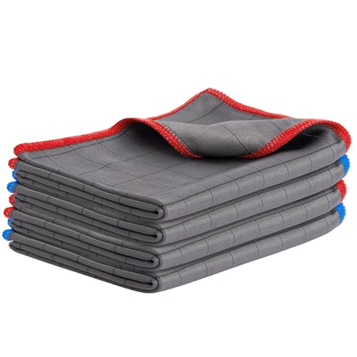 CARBOTEC® 4X Premium Carbon Microfaser Glastücher - Mikrofasertücher für streifenfreie Gläser/Scheiben/Fenster - Carbonfaser Glaspoliertuch - Mikrofaser Reinigungstücher für Auto-Glas (Tücher 400gsm2) von CARBOTEC
