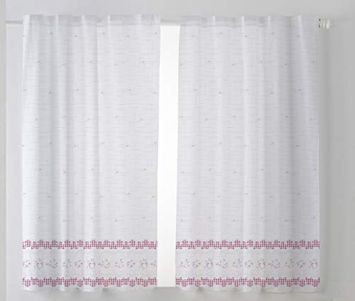 CARDENAL TEXTIL Tamara Gardine für Küche, Voile, Violett, 2er Pack 100 x 140 cm von Cardenal Textil