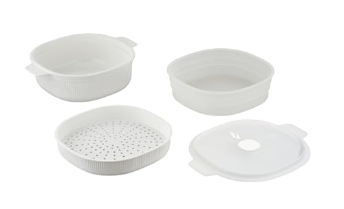 CARE + PROTECT Dämpfer-Dampfkocher Für Die Mikrowelle- Idealer Behälter Zum Dampfkochen, Servieren Und Aufbewahren, BPA-Frei, 4 l Mit 2 Einsätzen von Hoover