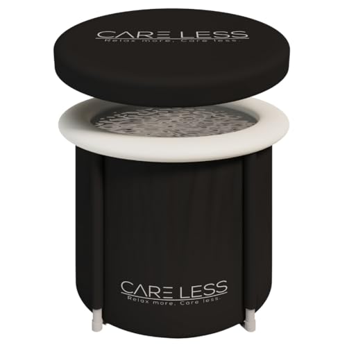 CARE LESS Aufblasbare Badewanne Komplettset, Faltbare Eisbad Tonne von 75CM mit Abdeckung, Tragbares Ice Bath Tub, Bathbucket für Erwachsene, Kryotherapie für Sportler und Anfänger von CARE LESS