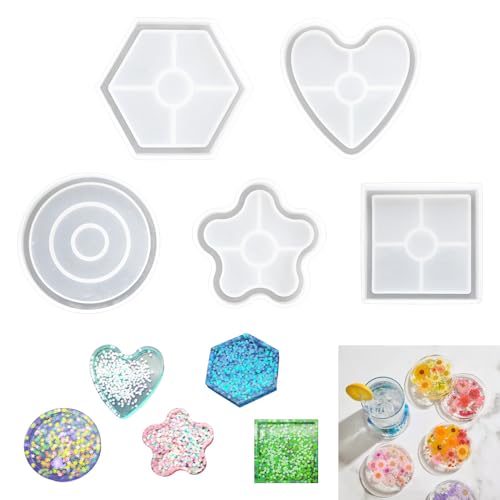 CAREDGO Silikonform Untersetzer, 5 Stück Gießformen Tablett Set Silikonformen Untersetzer Silikonform Epoxidharz Formen Silikon Untersetzer Epoxidharz Gießform Untersetzerform Silikon Gießform für DIY CAREDGO Silikonform Untersetzer, 5 Stück Gießformen Tablett Set Silikonformen Untersetzer Silikonform Epoxidharz Formen Silikon Untersetzer Epoxidharz Gießform Untersetzerform Silikon Gießform für DIY von CAREDGO