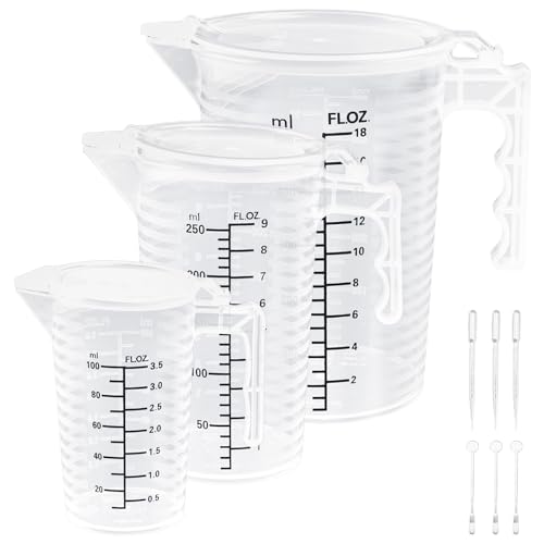 CAREDGO Messbecher Set, 3 Stück Measuring Cups 100ml 250ml 500ml Messbecher kunststoff Feine Skala Dosierbecher mit Griff Meßbecher Hitzebeständig mit Rührstäbe Bürste für Zuhause, Labor CAREDGO Messbecher Set, 3 Stück Measuring Cups 100ml 250ml 500ml Messbecher kunststoff Feine Skala Dosierbecher mit Griff Meßbecher Hitzebeständig mit Rührstäbe Bürste für Zuhause, Labor von CAREDGO